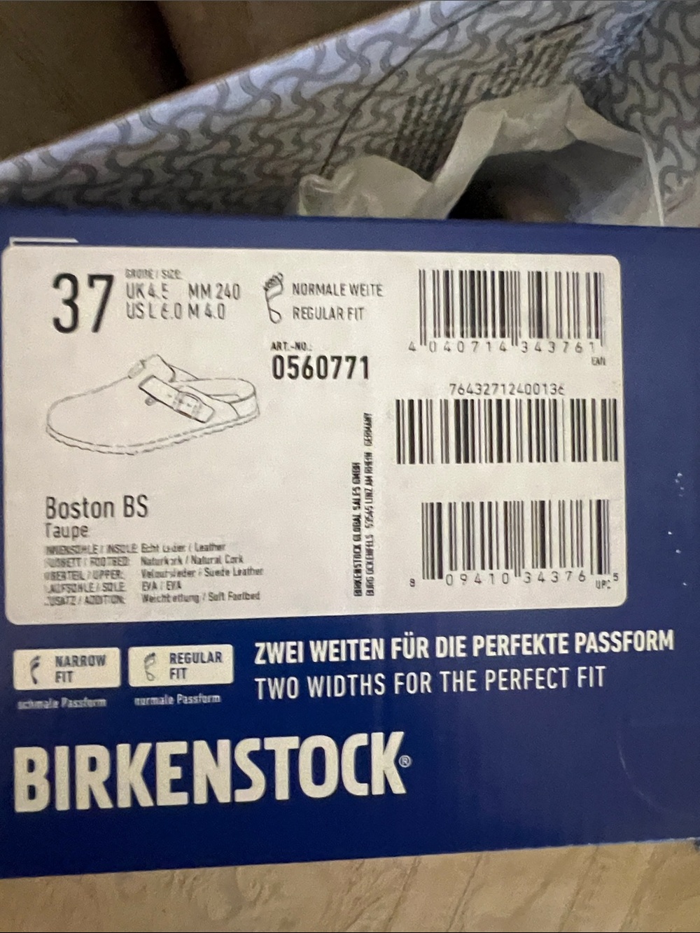 Birkenstock Boston -Suede Clog in Taupe NEW- authentic size 37 regular - Picture 3 of 14